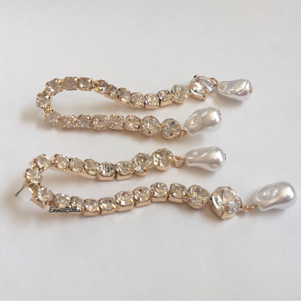 New Zara Rhinestone Crystal Drop Statement Earrings - Picture 12 of 16